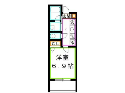 ファミール新川(1K/3階)の間取り写真