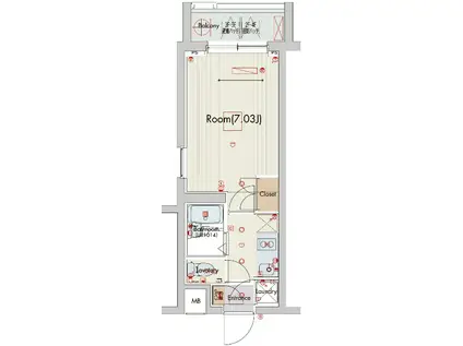 ビバリーホームズ稲田堤(1K/3階)の間取り写真