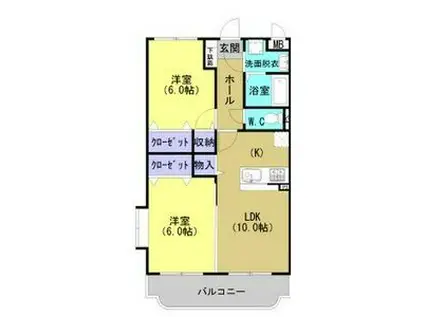 Y.M ソレイユII(2LDK/4階)の間取り写真