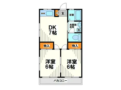 シオダハイツ(2DK/1階)の間取り写真