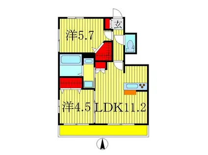 アーク サンサーラ(2LDK/1階)の間取り写真