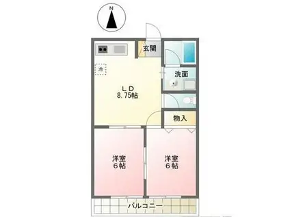 ベル東葛西(2LDK/1階)の間取り写真