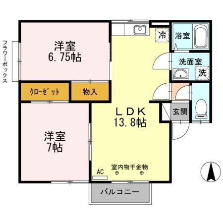 エルドラード ユキ(2LDK/2階)の間取り写真
