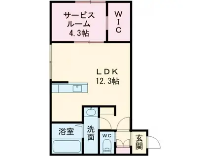 モナベルI(ワンルーム/1階)の間取り写真