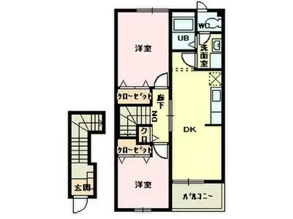 ミユキコーポ(2DK/2階)の間取り写真