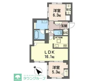 鎌倉市由比ガ浜2丁目マンション (2LDK/1階)の間取り写真