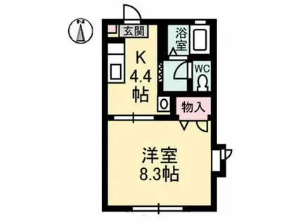 アミティフラッツ(1K/1階)の間取り写真