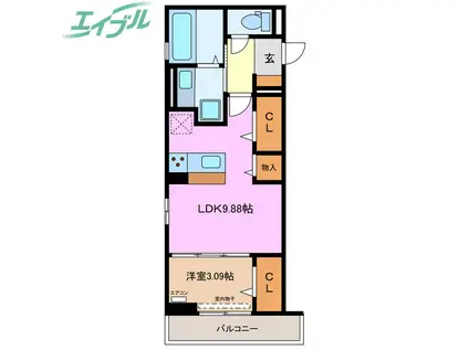 COOLS(1LDK/3階)の間取り写真