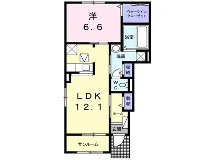 SキャメロンII(1LDK/1階)の間取り写真