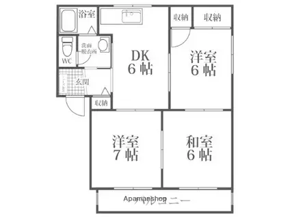 メルベーユ16(3DK/2階)の間取り写真