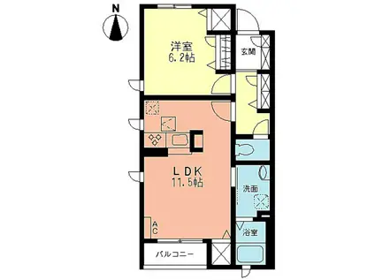 クレストコートA(1LDK/2階)の間取り写真