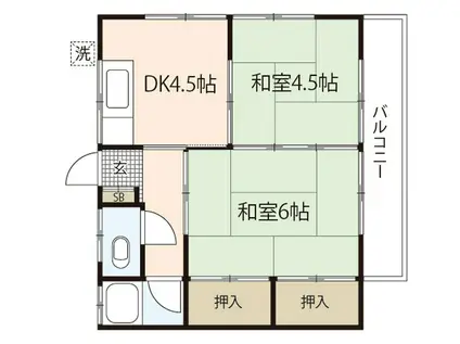 第三村島アパート(2DK/2階)の間取り写真