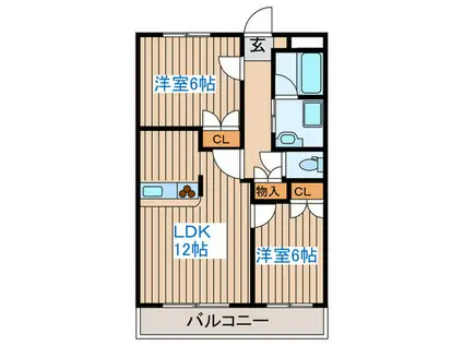 東仙台五番館(2LDK/3階)の間取り写真