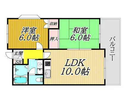 コーポサンルイスII(2LDK/5階)の間取り写真
