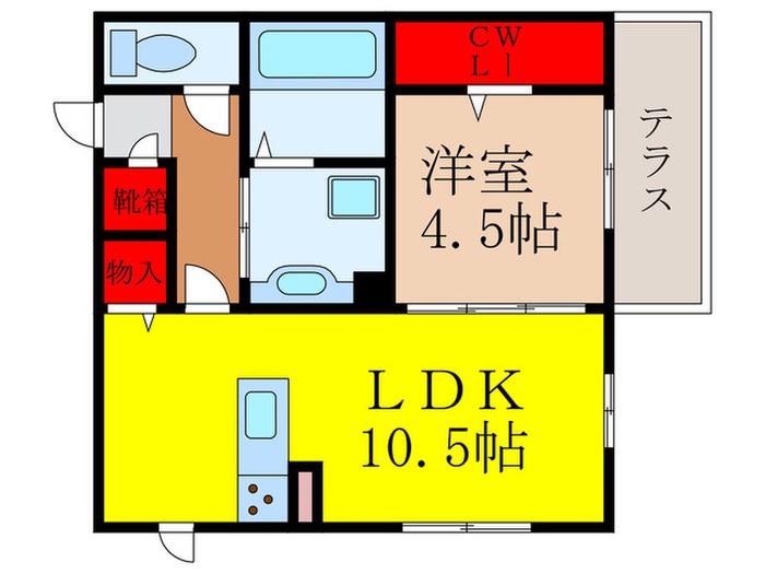 MERSENNE(1LDK/1階)の間取り写真