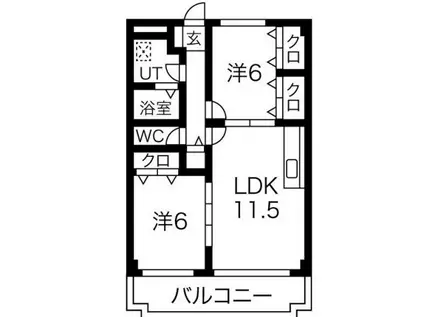 メゾンシャルマン(2LDK/1階)の間取り写真