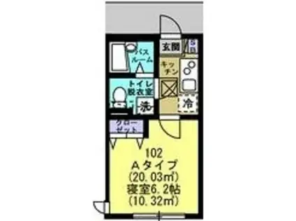 HOUZEN 12(1K/1階)の間取り写真