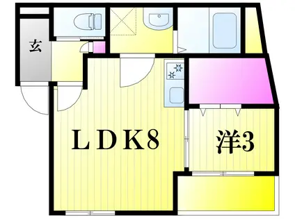 ルピナス北松戸(1LDK/1階)の間取り写真