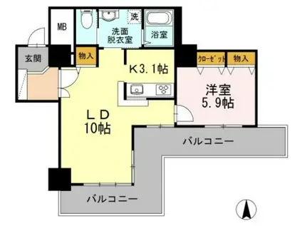 品川シーサイドビュータワーII(1LDK/7階)の間取り写真
