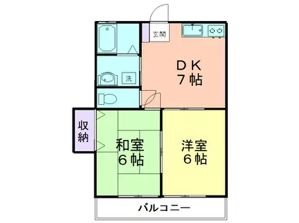 グリーンフィールド(2DK/2階)の間取り写真