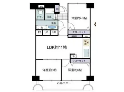 ファミール本郷(3LDK/5階)の間取り写真