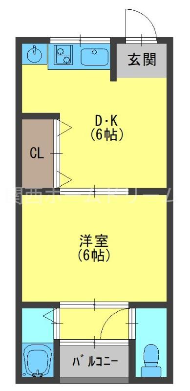 岡野マンション(1DK/4階)の間取り写真