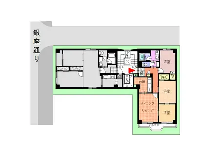 八百一ビル(3LDK/5階)の間取り写真