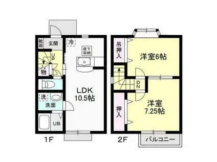 グランシャリオ内原A(2LDK/1階)の間取り写真