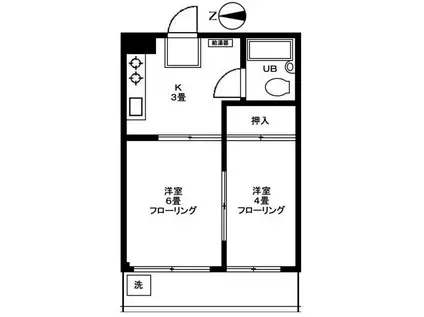 ヴィラ東洋(2K/1階)の間取り写真