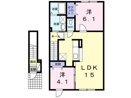 ティーウエスト(2LDK/2階)の間取り写真