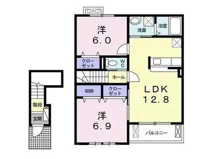 カーサ・エレガンテV(2LDK/2階)の間取り写真