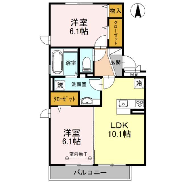 プランドール三郷中央(2LDK/2階)の間取り写真