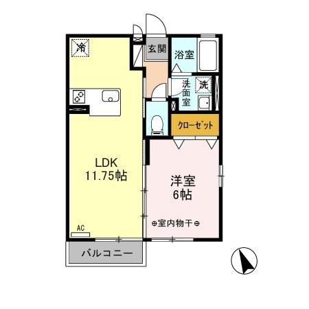 クレールヒルズ A(1LDK/2階)の間取り写真