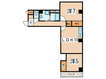 マンキンフ港南中央通(2LDK/3階)の間取り写真