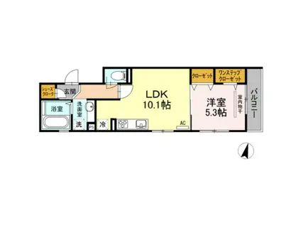 ヴィラ ウエストII(1LDK/2階)の間取り写真