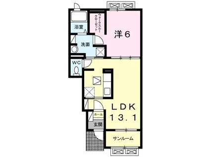 グリーンパークII(1LDK/1階)の間取り写真