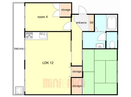コーポ加島PART.IB棟(2LDK/3階)の間取り写真