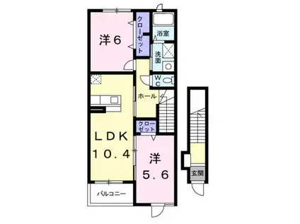 メゾンフォンテーヌI(2LDK/2階)の間取り写真