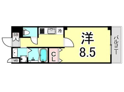 ガーラ鳴尾(1K/1階)の間取り写真