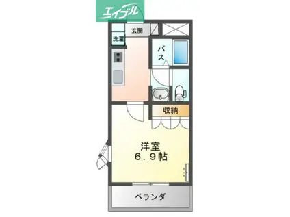 フルハウス西阿知(1K/1階)の間取り写真