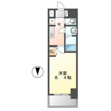 ディアレイシャス浅間町(1K/4階)の間取り写真