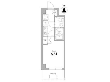 ル・ポール北加瀬(1K/1階)の間取り写真