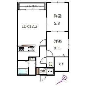 ベルクレール琴似(2LDK/5階)の間取り写真