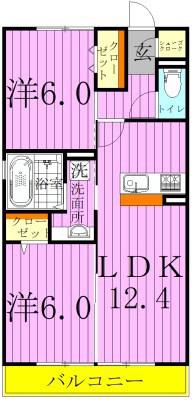 シトロンフレアⅢ(2LDK/3階)の間取り写真