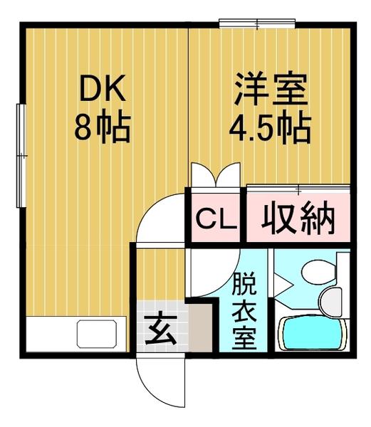 クリーンハイツ(1DK/2階)の間取り写真