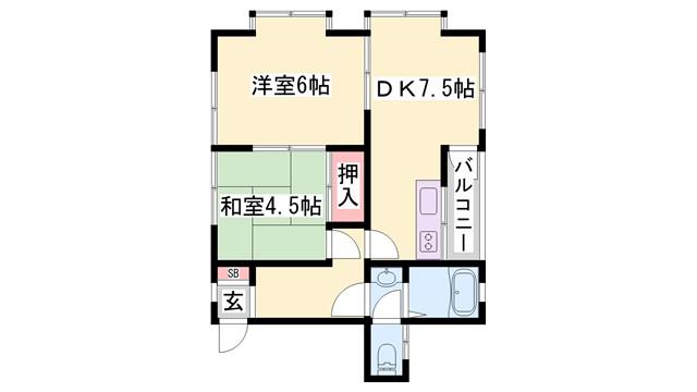 ハイツスガハラ(2DK/2階)の間取り写真