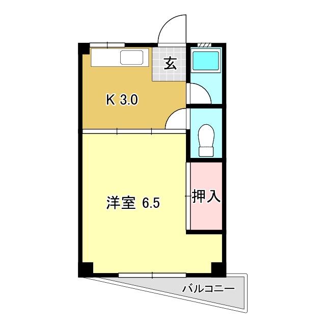 北本町ハイツ(1K/3階)の間取り写真