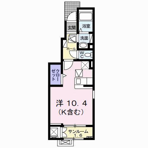 ベルデ ハイム(ワンルーム/1階)の間取り写真