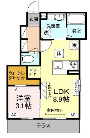 レモンアイ(1LDK/1階)の間取り写真