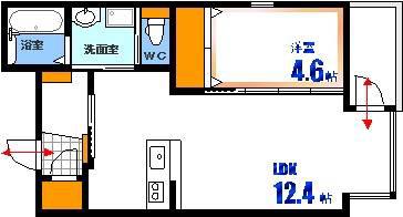 サンライズ京橋(1LDK/5階)の間取り写真